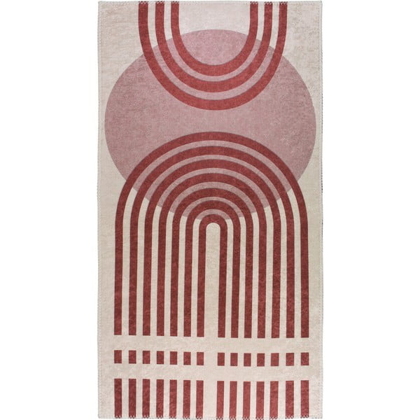 Červeno-biely umývateľný koberec behúň 80x200 cm - Vitaus
