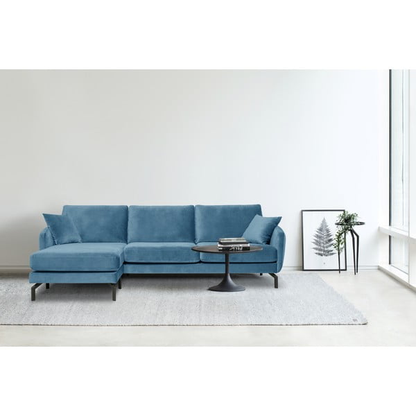 Modrá zamatová rohová pohovka (ľavý roh) Magic - Scandic-image-1