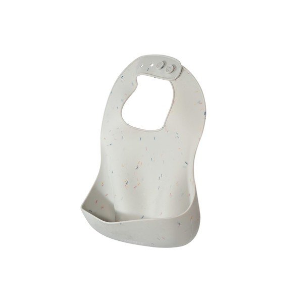 Biely silikónový podbradník s vreckom Kindsgut Bib Confetti-image-2