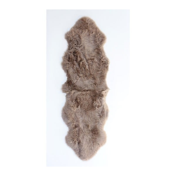 Sivo-béžový vlnený behúň z ovčej kožušiny Auskin Taffy, 60 × 180 cm