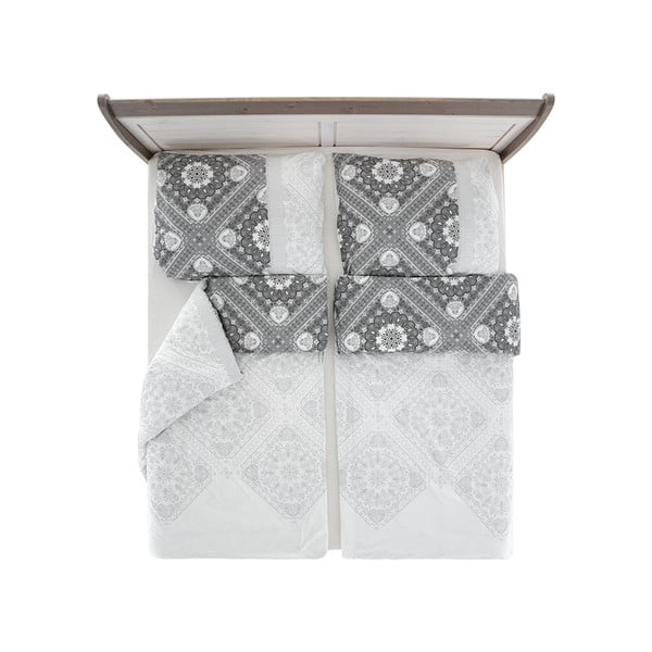 Bielo-sivé krepové obliečky na jednolôžko 140x200 cm Top Class –  B.E.S.-image-2