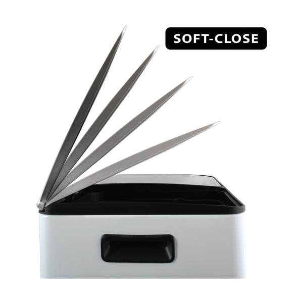 Matne biely oceľový odpadkový kôš 2x20 l na triedený odpad/nášľapný Aliya – Spirella-image-4