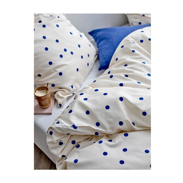 Modré/krémové obliečky na jednolôžko z bavlneného saténu 140x200 cm Solaris – Södahl-image-1