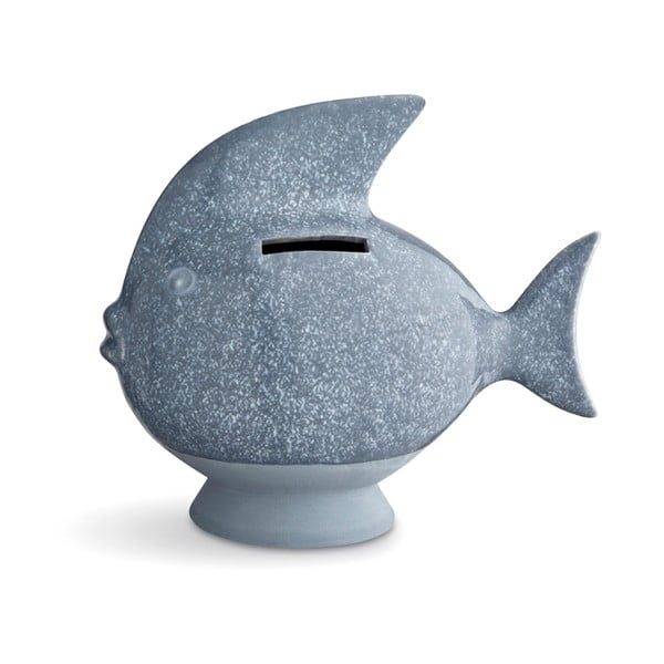Svetlomodrá kameninová pokladnička Kähler Design Moneybank Fish