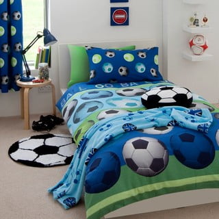 Detské modré obliečky Catherine Lansfield Football, 135 × 200 cm