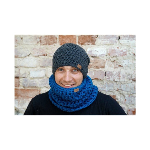 Tmavosivá ručne háčkovaná čiapka DOKE Night-image-2