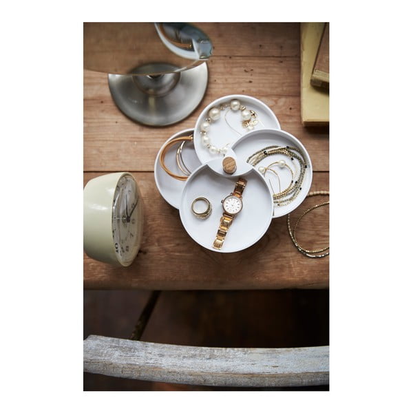 Biela šperkovnica s detailom z bukového dreva YAMAZAKI Tosca-image-1