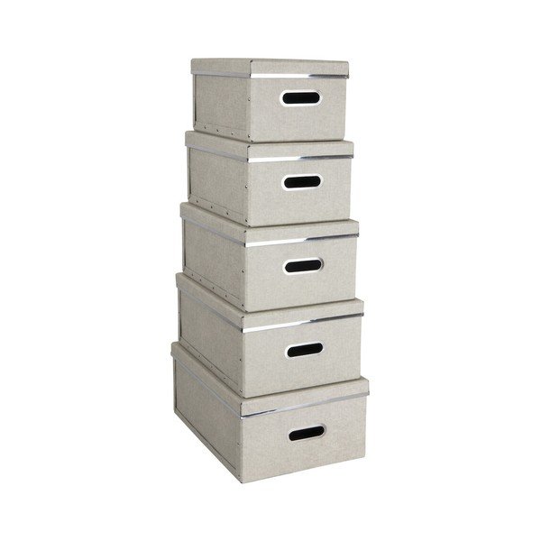 Úložné boxy s vekom v súprave 5 ks Joachim – Bigso Box of Sweden