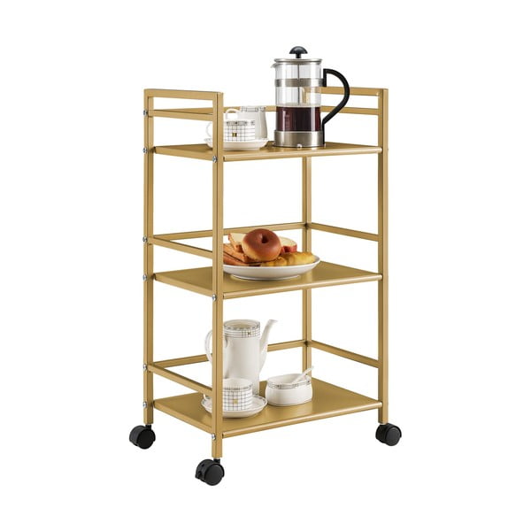 Kovový servírovací stolík na kolieskach v zlatej farbe 29x43 cm Helix - Novogratz-image-4