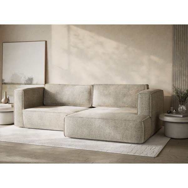 Béžová ženilková rozkladacia/s úložným priestorom rohová pohovka (pravý roh/s leňoškou) Velto – Maison de Rêve-image-4