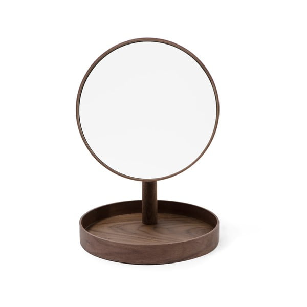 Kozmetické zrcadlo s rámom z orechového dreva Wireworks Cosmos, ø 25 cm