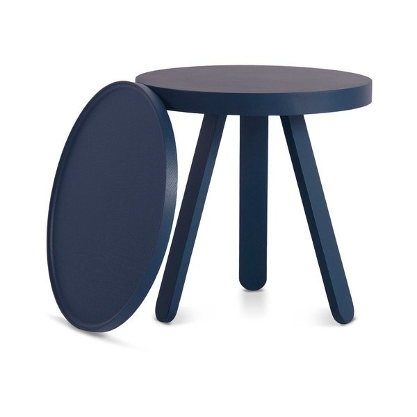 Modrý odkladací stolík z jaseňového dreva s podnosom Woodendot Batea Small-image-1