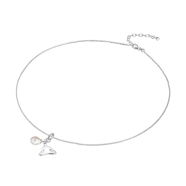 Strieborný náhrdelník s príveskom a perlou Chakra Pearls Lotus, 42 cm