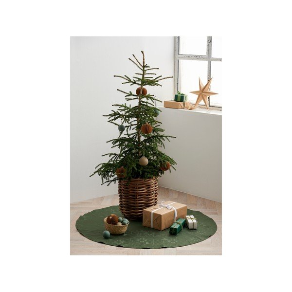 Zelený okrúhly koberec pod vianočný stromček ø 120 cm Star Damask - Södahl-image-1