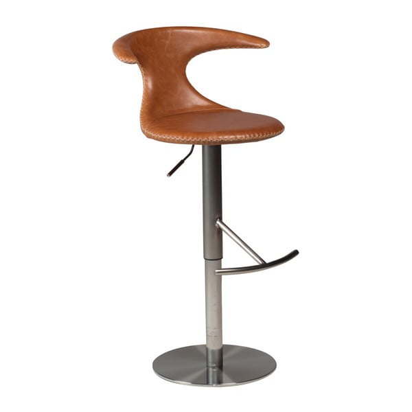 Hnedá barová nastaviteľná stolička s koženým sedadlom DAN-FORM Denmark Flair