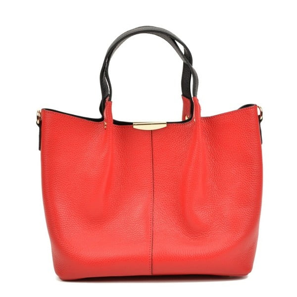 Červená kožená kabelka Carla Ferreri Missma