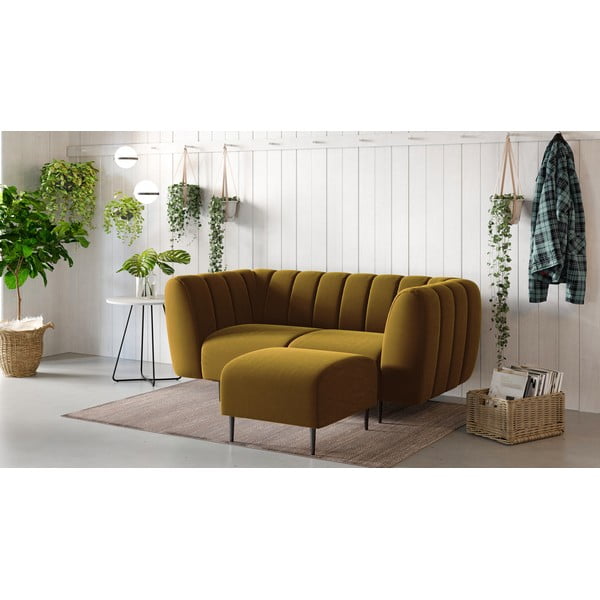 Medovožltá zamatová podnožka Ghado Shel-image-1