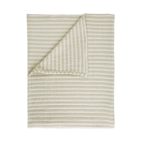 Zelená bavlnená deka 150x200 cm Cotton Muslin Stripe – Bianca
