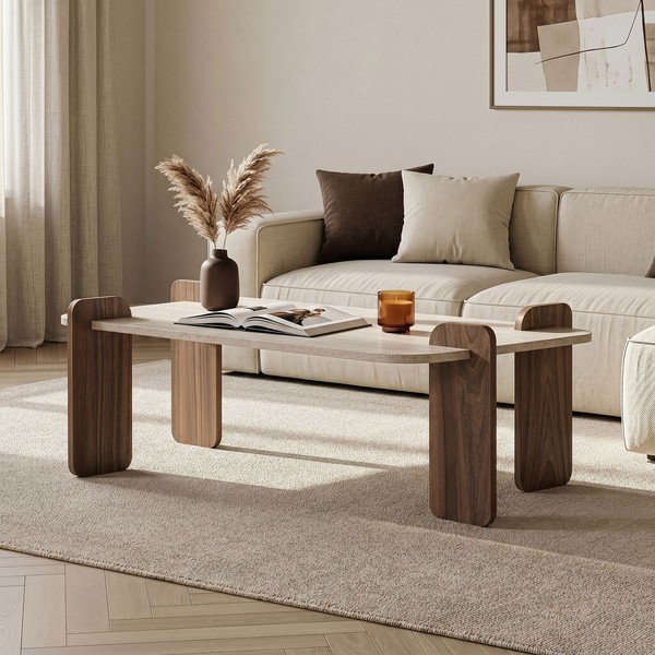 Béžový konferenčný stolík 60x120 cm Renard – Nordure-image-2