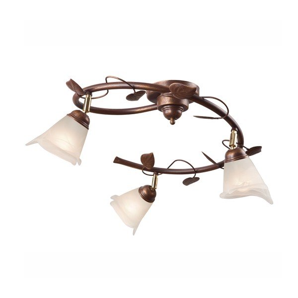 Tmavohnedé stropné svietidlo so skleneným tienidlom ø 13 cm Bluszcz – LAMKUR