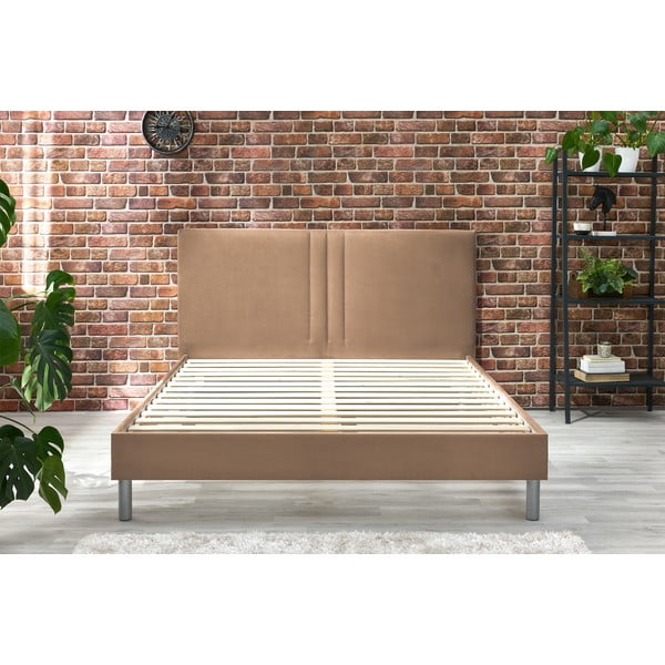 Svetlohnedá čalúnená dvojlôžková posteľ s roštom 180x200 cm Kerry - Bobochic Paris-image-4