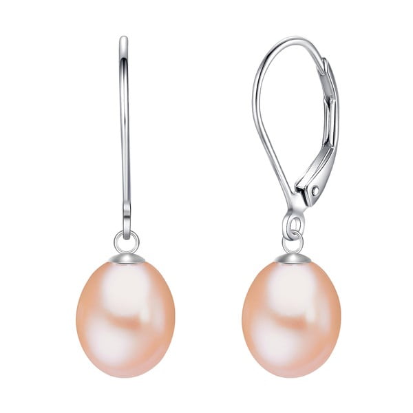 Svetlooranžové perlové náušnice s krúžkom Chakra Pearls Loes