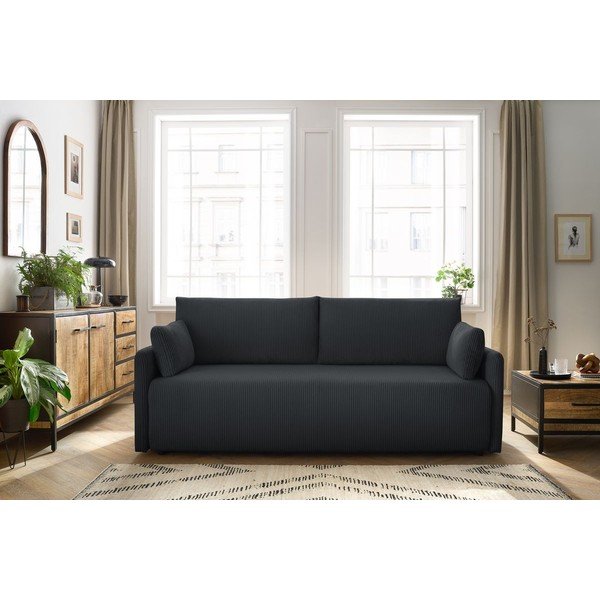 Tmavosivá menčestrová rozkladacia pohovka 211 cm Marcel – Bobochic Paris-image-1