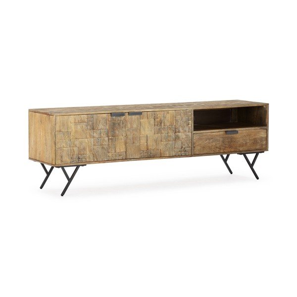TV stolík z mangového dreva v prírodnej farbe 175x55x40 cm Priya – MOME