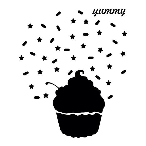 Čierna nástenná popisovacia samolepka Chalk Yummy Cupcake