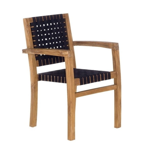 Čierna záhradná stolička z recyklovaného teakového dreva SOB Garden