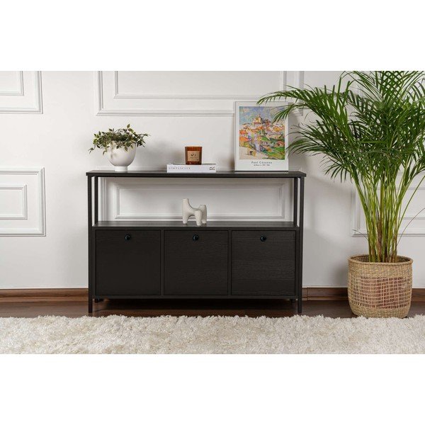 Čierny matný konzolový stolík 29,5x120 cm Solace – Kalune Design-image-4