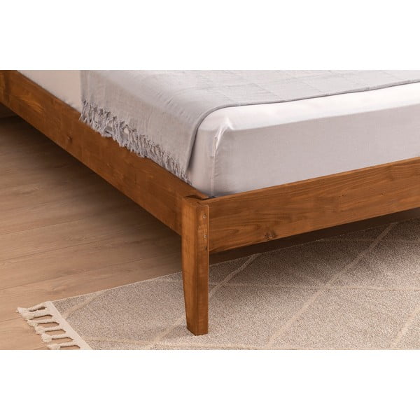 Jednolôžková posteľ zo smrekového dreva s roštom v tmavohnedo-prírodnej farbe 90x200 cm Venus – Kalune Design-image-4