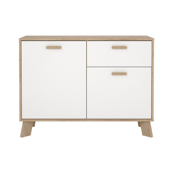 Biela/v prírodnej farbe komoda v dekore duba 99x73x39 cm Ikast – Tvilum