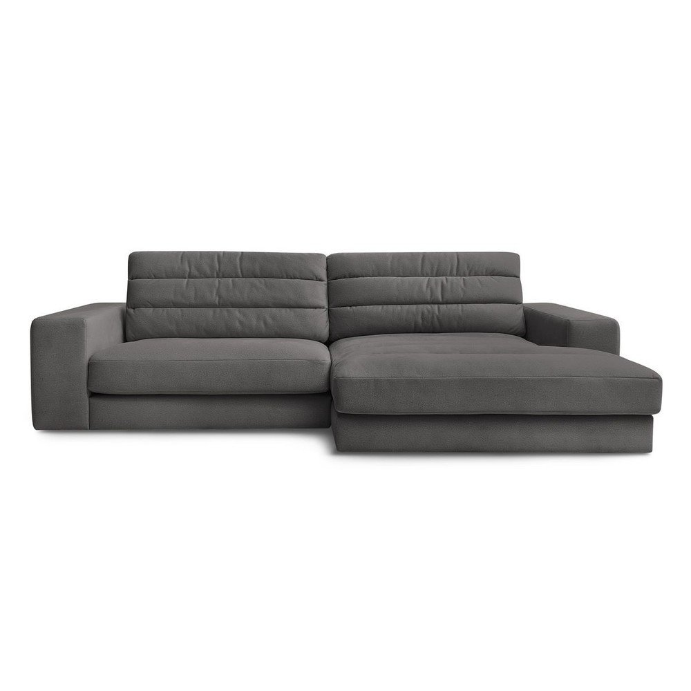 Antracitová zamatová rohová pohovka (pravý roh/s leňoškou) Sierra – Bobochic Paris