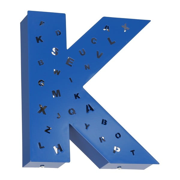 Modrá svetelná dekorácia v tvare písmena Glimte Letter K