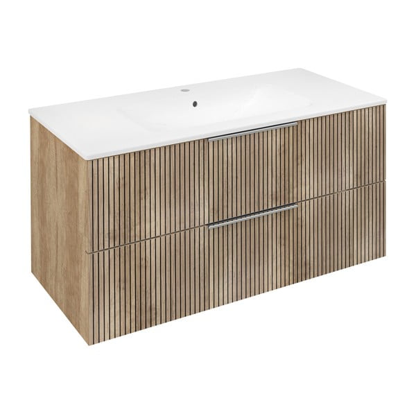 Závesná skrinka bez umývadla v dekore duba v prírodnej farbe 100x52 cm Cirasa – Sapho