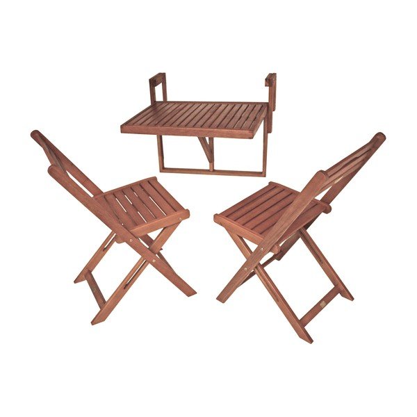 Súprava 2 stoličiek a závesného stolíka z eukalyptového dreva Garden Pleasure Balcony Berkeley