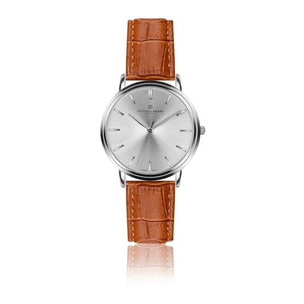 Pánske hodinky s koňakovohnedým remienkom z pravej kože Frederic Graff Silver Breithorn Croco Ginger