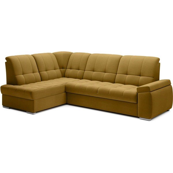 Žltá zamatová rozkladacia/s úložným priestorom rohová pohovka (ľavý roh/do L) Sado – ELTAP-image-2