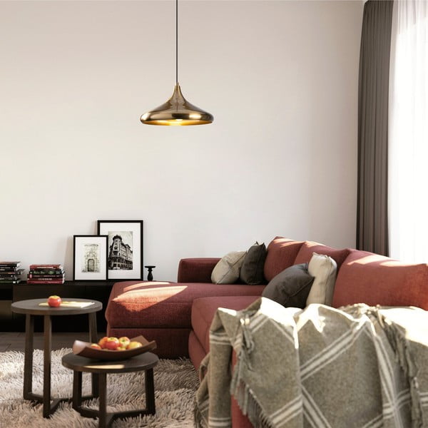 Závesné svietidlo v zlatej farbe s kovovým tienidlom ø 35 cm Nile – Opviq lights-image-1