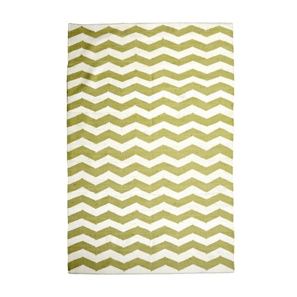 Bavlnený koberec Chevron Ivory/Green, 160x230 cm