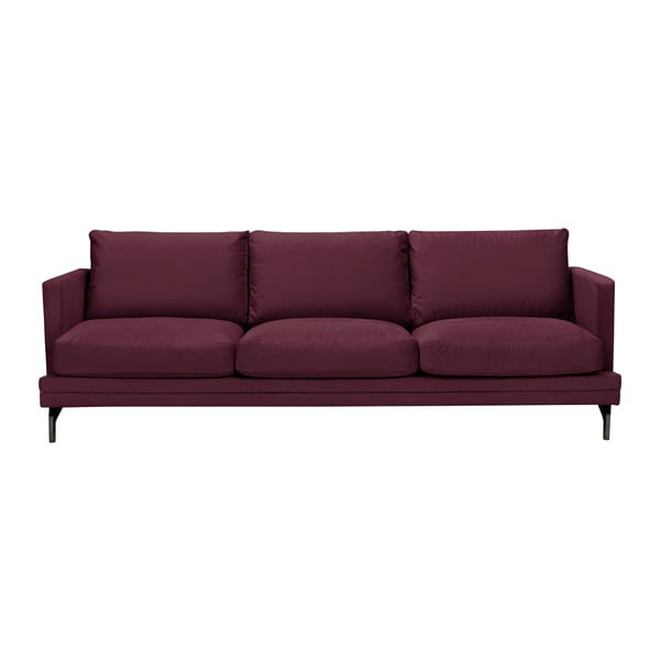Bordovočervená trojmiestna pohovka s podnožou v čiernej farbe Windsor & Co Sofas Jupiter
