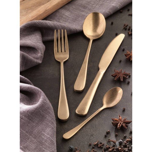 Antikoro príbor 16 ks v zlatej farbe Posate Old - Brandani-image-1