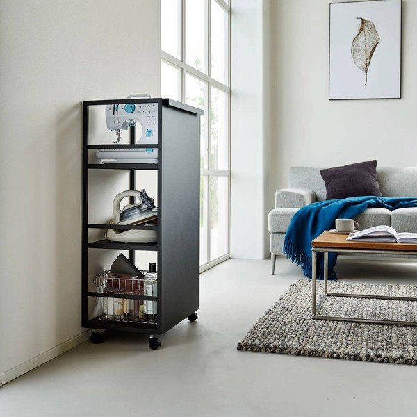 Čierny kovový pojazdný regál 42x84,5x32 cm Tower – YAMAZAKI-image-4