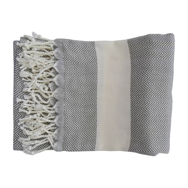 Sivá ručne tkaná osuška z prémiovej bavlny Lidya, 100 × 180 cm