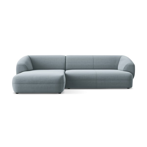 Svetlomodrá zamatová rohová pohovka (ľavý roh) Moana – Makamii