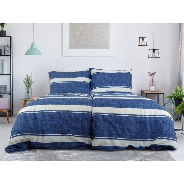 Modré krepové obliečky na jednolôžko 140x200 cm Blue Line – B.E.S.