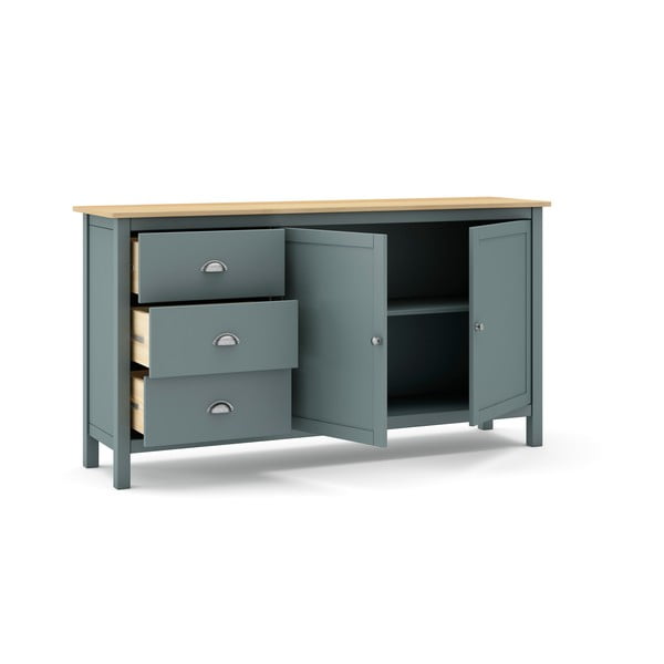 Komoda sivozelená z borovicového dreva 150x80x40 cm Misti – Marckeric-image-4