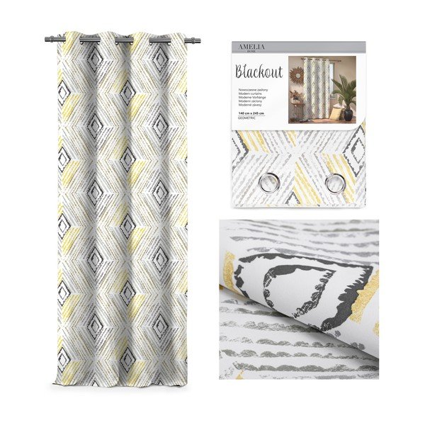 Záves AmeliaHome Geometric Grey, 140 x 245 cm-image-1