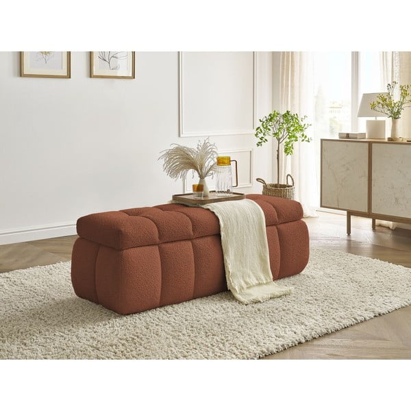 Lavica z textílie buklé v tehlovej farbe Mont Blanc – Bobochic Paris-image-1